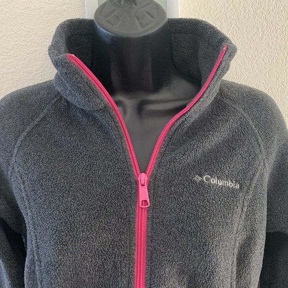 Columbia Women's size small Benton Springs Full Zip Jacket Soft Fleece Grey Pink - Picture 3 of 9